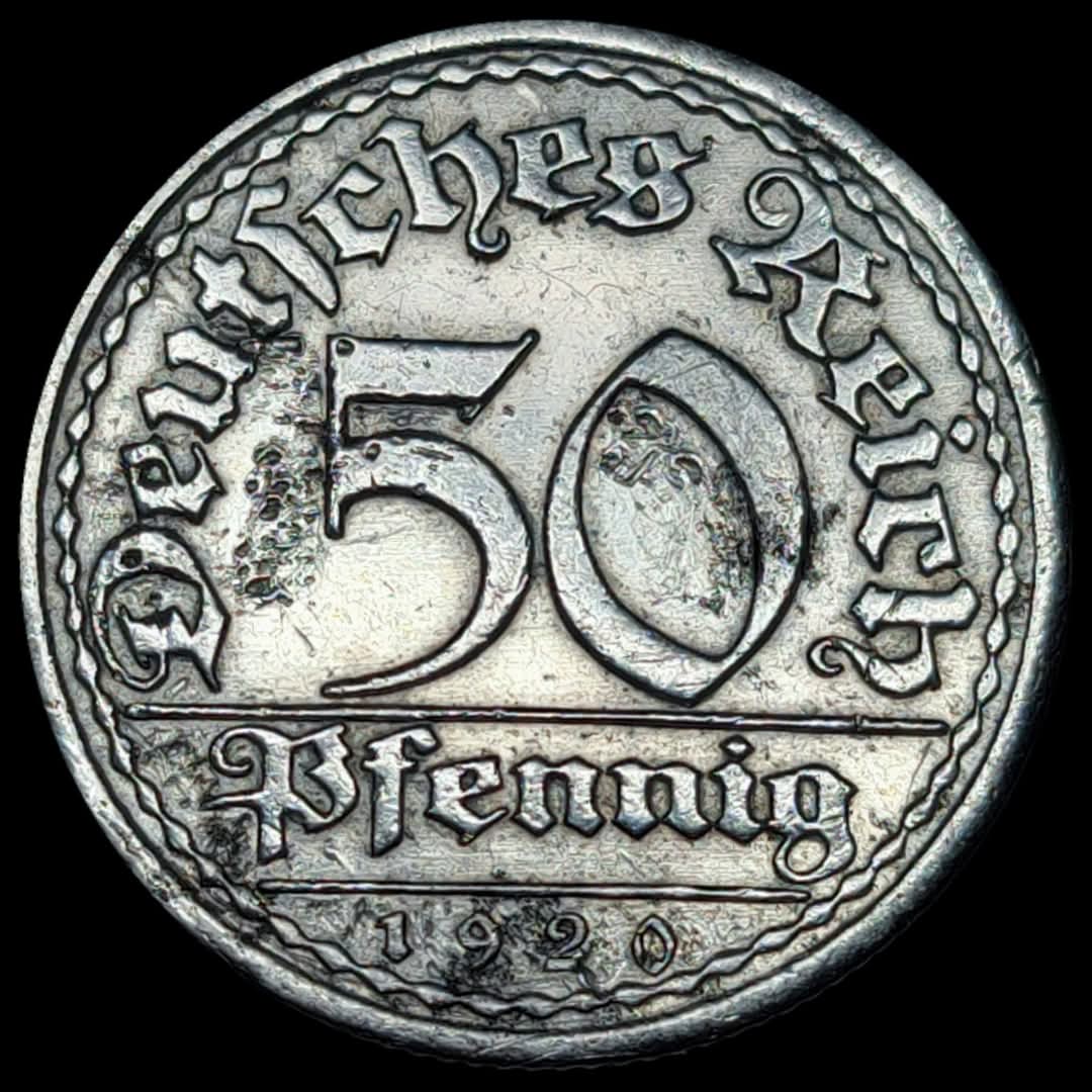 50-Pfennigs---1920-A---Germany-Weimar-Republic-/-Rim-Cuds